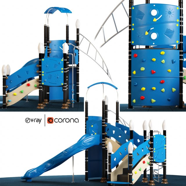 kids playground equipment with slide climbing 01 Model 3D .c4d .max .obj .3ds .fbx .stl .blend 