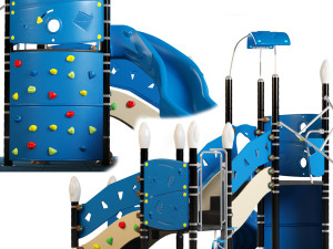 kids playground equipment with slide climbing 01 Model 3D