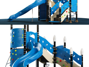 kids playground equipment with slide climbing 01 Model 3D