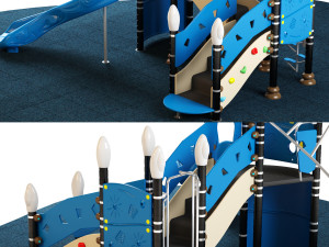 kids playground equipment with slide climbing 01 Model 3D