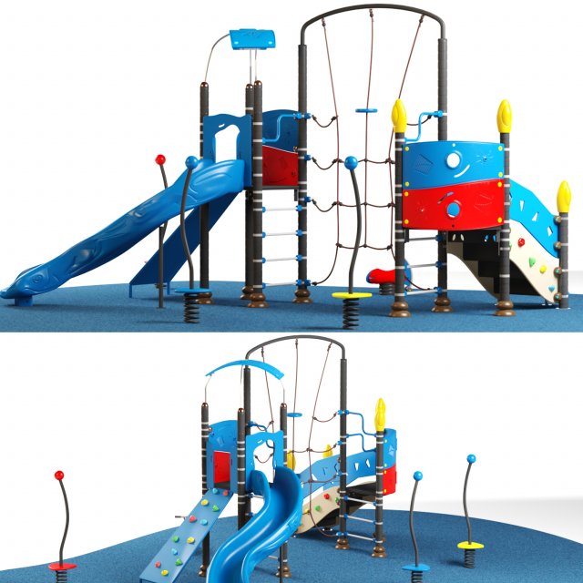 kids playground equipment with slide climbing 06 Modello 3D .c4d .max .obj .3ds .fbx .stl .blend 