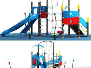 kids playground equipment with slide climbing 06 3D Model