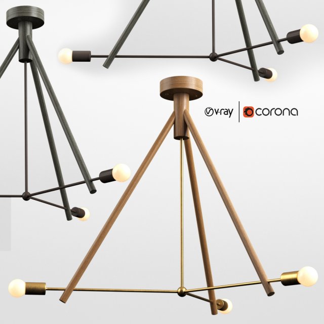 lodge chandelier 3 Modelo 3D .c4d .max .obj .3ds .fbx .stl .blend 
