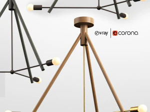 lodge chandelier 3 3D Model