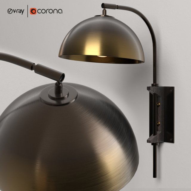 pigalle gold copper sconce 3D Model .c4d .max .obj .3ds .fbx .stl .blend 
