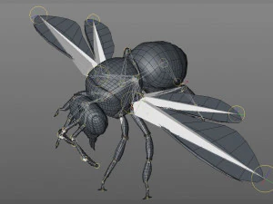 bee rigged hairs insect 3D Model