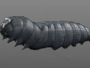 caterpillar rigged hairs insect pbr low poly 3D Model