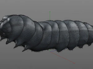 caterpillar rigged hairs insect pbr low poly 3D Model
