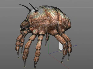 dust mite pbr rigged low poly insect 3D Model