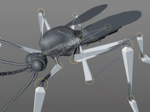 mosquito rigged hairs low poly insect pbr 3D Model