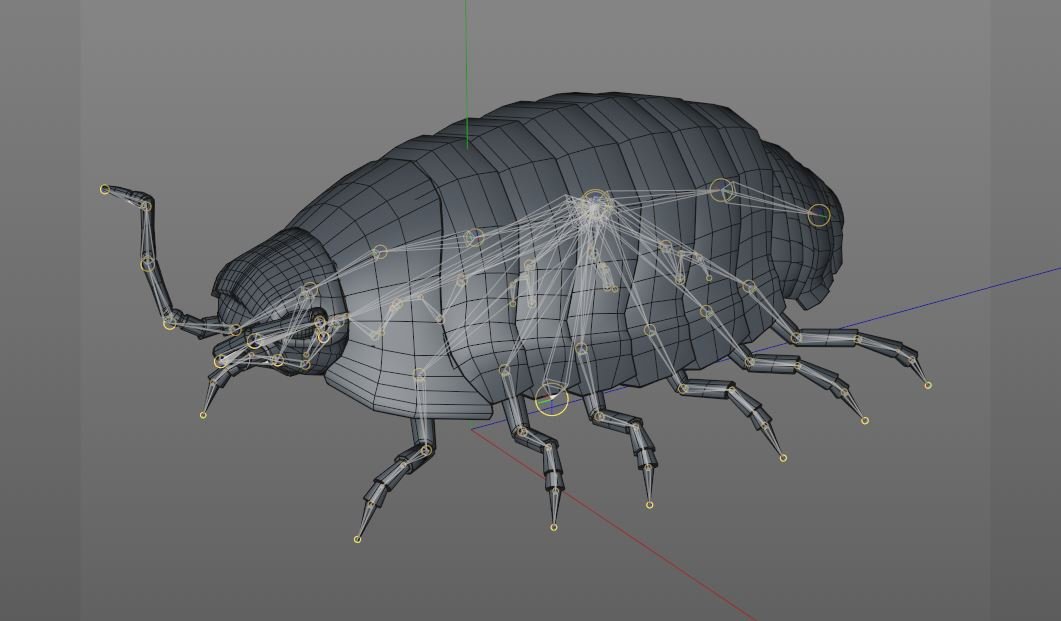 Pill bug Rigged Low Poly PBR Insect 3D Model in Insects