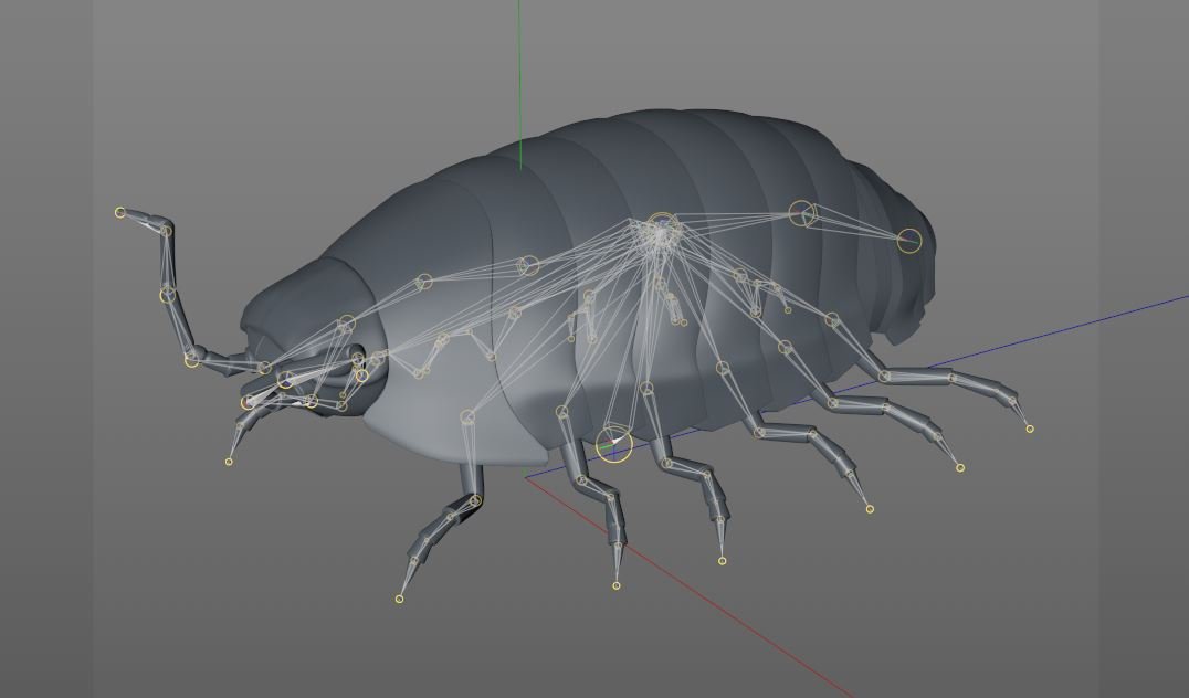 Pill bug Rigged Low Poly PBR Insect 3D Model in Insects