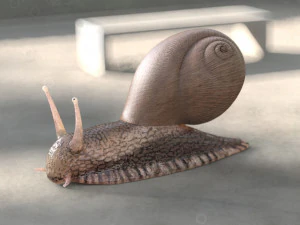 salyangoz hileli d&uuml;ş&uuml;k poli pbr b&ouml;cek 3D Model