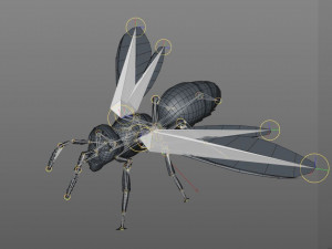 wasp hornet rigged hairs insect pbr low poly Modello 3D