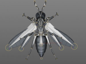 wasp hornet rigged hairs insect pbr low poly Modello 3D
