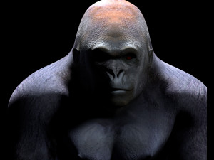 gorilla hairs rigged low poly animal Modèle 3D