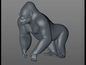 gorilla hairs rigged low poly animal 3D Model