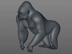 gorilla hairs rigged low poly animal 3D Model