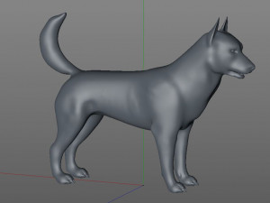 husky dog hairs rigged low poly animal 3Dモデル
