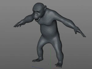 chimpanzee ape rigged low poly animal 3D Model