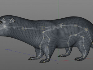 otter hairs rigged low poly animal Modelo 3D