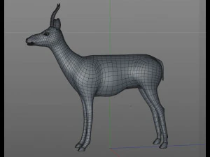 thompson gazelle hair fur rigged low poly animal 3D Model