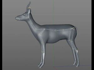 thompson gazelle hair fur rigged low poly animal 3D Model