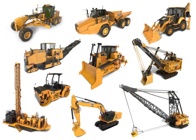 10 heavy industrial vehicles 3D Model .c4d .max .obj .3ds .fbx .stl .blend 
