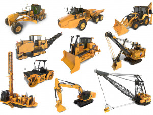 10 heavy industrial vehicles 3D Model