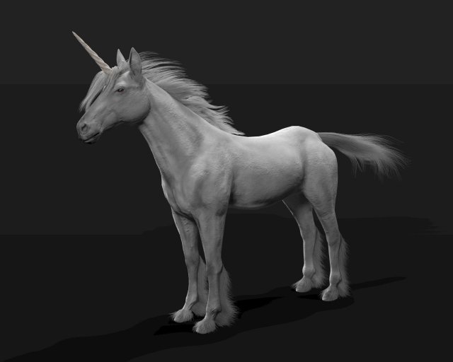 unicorn horse hair fur rigged low poly animal 3D Model .c4d .max .obj .3ds .fbx .stl .blend 