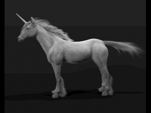 unicorn horse hair fur rigged low poly animal 3D Model