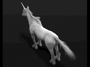 unicorn horse hair fur rigged low poly animal 3D Model