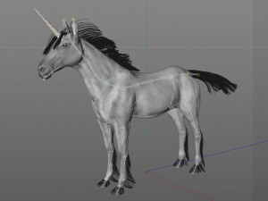 unicorn horse hair fur rigged low poly animal 3D Model