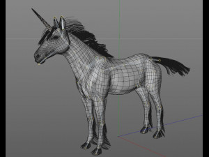 unicorn horse hair fur rigged low poly animal 3D Model