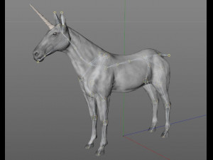 unicorn horse hair fur rigged low poly animal 3D Model