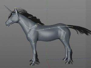 unicorn horse hair fur rigged low poly animal 3D Model