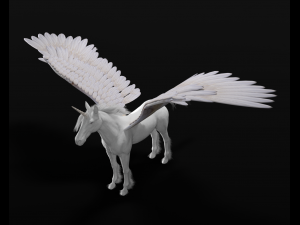 pegasus horse hair fur rigged low poly animal 3D Model