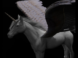 pegasus horse hair fur rigged low poly animal Modelo 3D