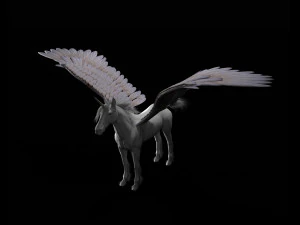 pegaz, futro z końskiej sierści, uzbrojone, zwierzę low-poly Model 3D