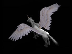 pegasus horse hair fur rigged low poly animal Modelo 3D