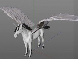 pegasus horse hair fur rigged low poly animal Modelo 3D