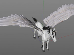pegasus horse hair fur rigged low poly animal Modelo 3D