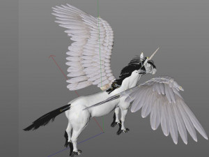 pegasus horse hair fur rigged low poly animal Modelo 3D