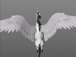pegasus horse hair fur rigged low poly animal Modelo 3D