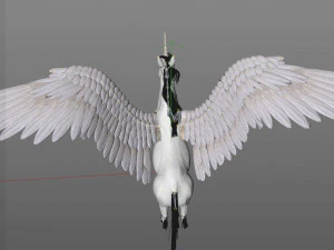 pegaz, futro z końskiej sierści, uzbrojone, zwierzę low-poly Model 3D