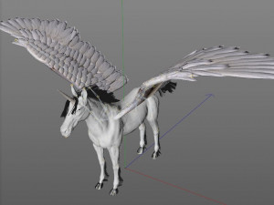 pegasus horse hair fur rigged low poly animal Modelo 3D