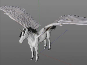 pegaz, futro z końskiej sierści, uzbrojone, zwierzę low-poly Model 3D