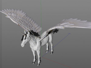 pegasus horse hair fur rigged low poly animal Modelo 3D