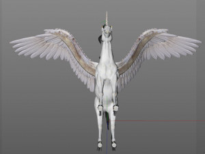 pegasus horse hair fur rigged low poly animal Modelo 3D