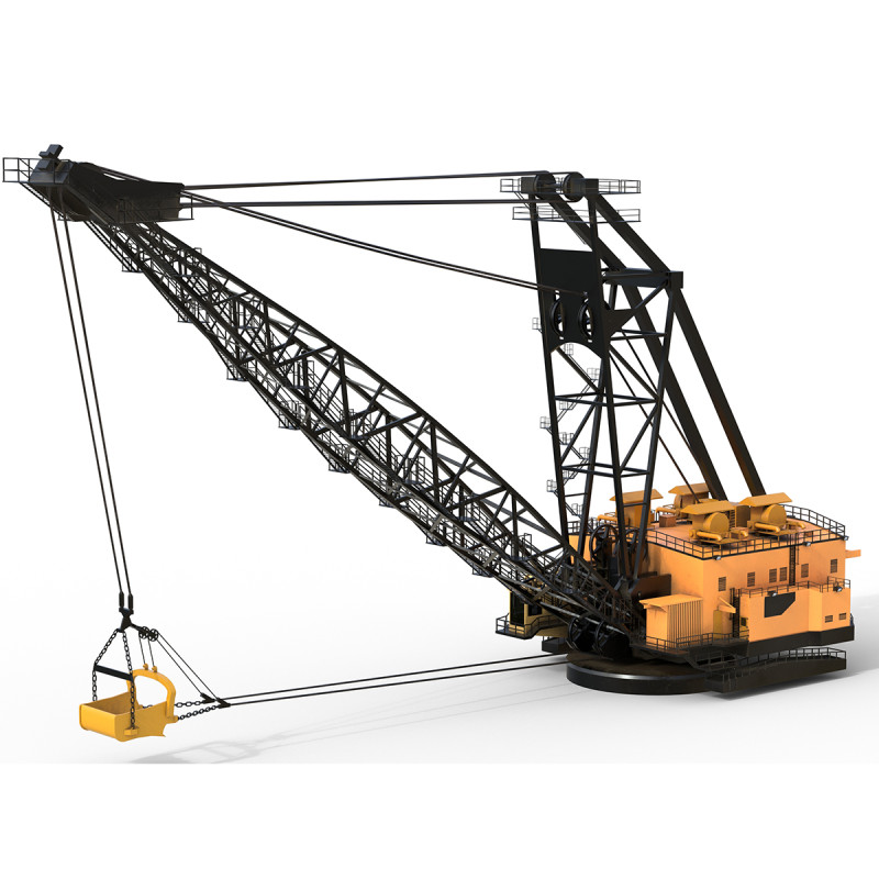 Grue &agrave; dragline Modèle 3D .c4d .max .obj .3ds .fbx .stl .blend 
